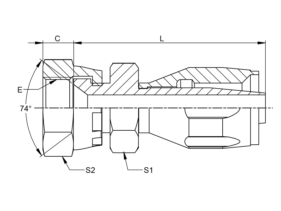 JIC FEMALE STRAIGHT (FERRULE SUPPLIED)