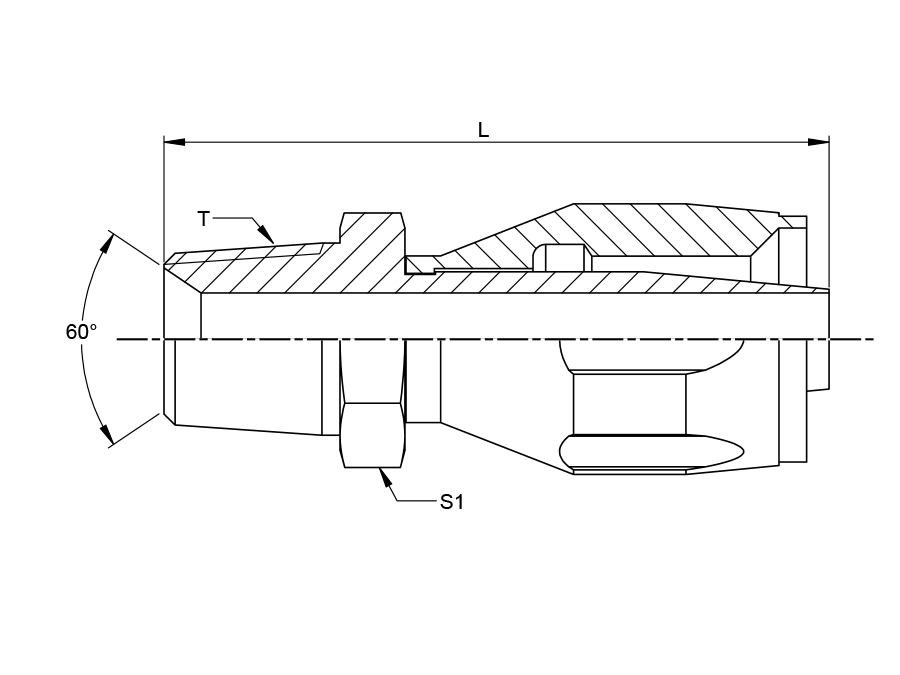 NPT MALE STRAIGHT (FERRULE SUPPLIED)