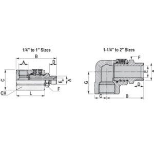 90 degrees  Swivel Elbow Couplings BSPP Thread